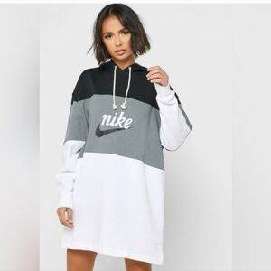 Nike Women's Long Sleeve Hoodie Dress - Black, Gray, White Size S